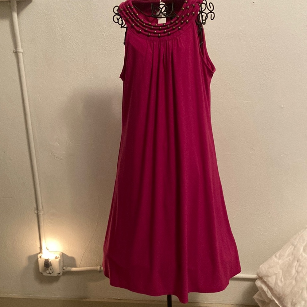 Burgundy with beads around neck! Size small